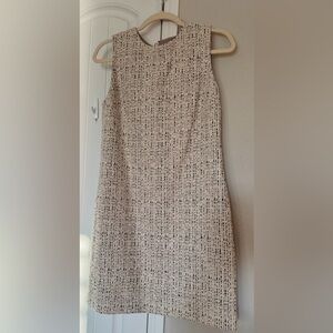 Theory Size 6 Ivory Multi Hatch Tweed Easy Shift Dress